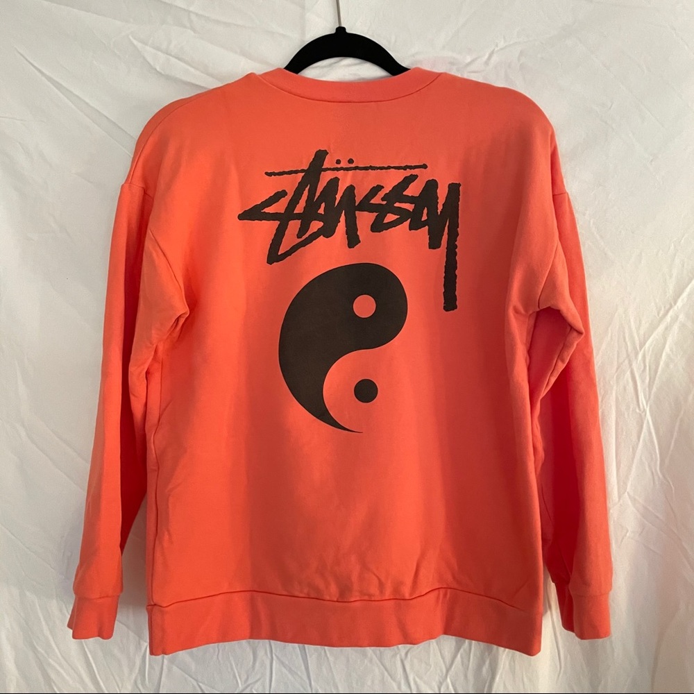 Orange Stussy yin yang sweatshirt